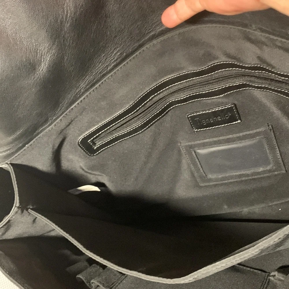 Tignanello Black Soft Leather Briefcase Laptop Leather Bag